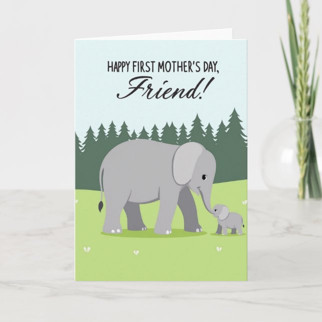 Elefant Karte für eine blühende Wiese (Vorderseite)