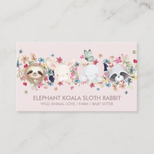 ELEFANT KOALA FAULTIER KANINCHEN BABY TIER ROSA VISITENKARTE