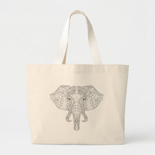 Elefant-Kopf-Gekritzel 2 Jumbo Stoffbeutel