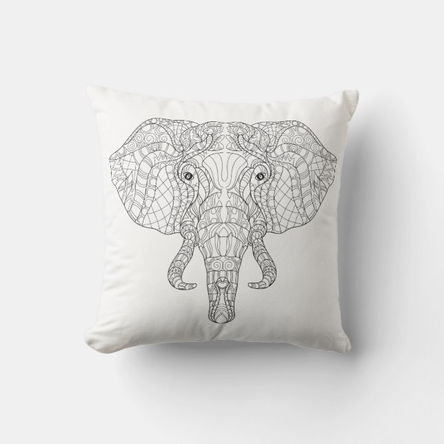 Elefant-Kopf-Gekritzel 2 Kissen (Vorderseite)