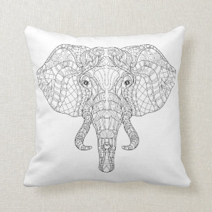 Elefant-Kopf-Gekritzel 2 Kissen