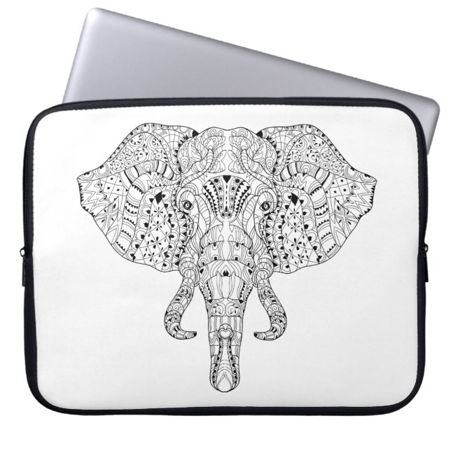 Elefant-Kopf-Gekritzel-Skizze Laptopschutzhülle (Vorderseite)