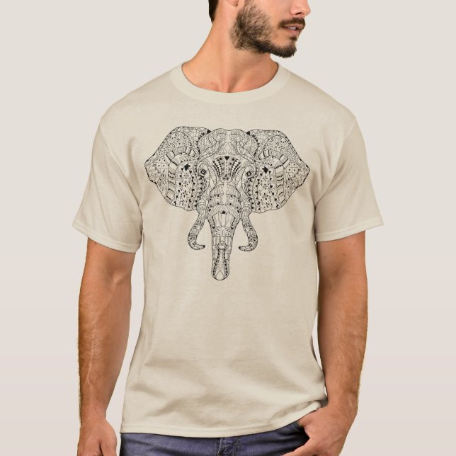 Elefant-Kopf-Gekritzel-Skizze T-Shirt (Vorderseite)