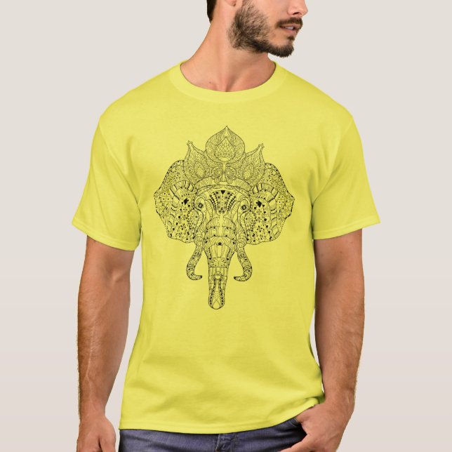 Elefant-Kopf inspiriertes Gekritzel T-Shirt (Vorderseite)
