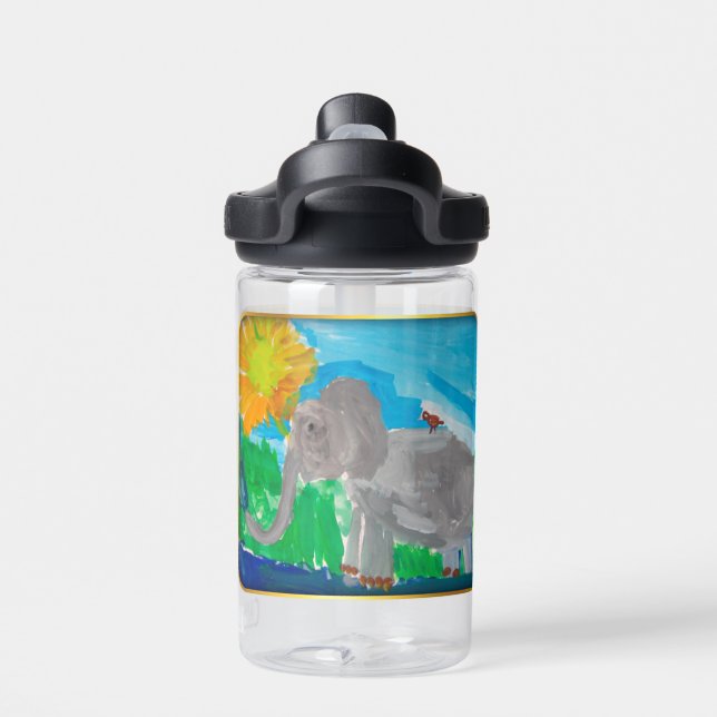 Elefant-Kunst von Kindern Trinkflasche (Rückseite)