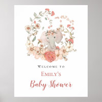 Elefant Laub Pfirsich Willkommen Baby Shower