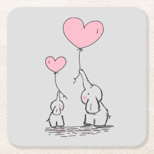 Elefant-Liebe Rechteckiger Pappuntersetzer