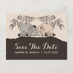 Elefant-Liebe Save the Date Ankündigungspostkarte