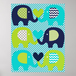 Elefant Liebes-Kinderzimmerplakat Poster