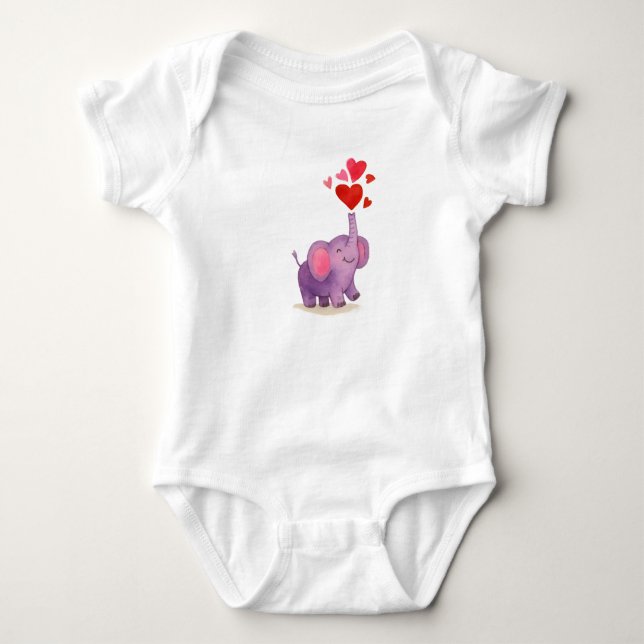 Elefant Liebesherzen Baby Strampler (Vorderseite)