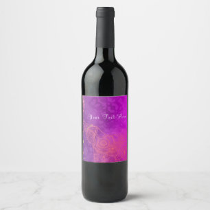 Elefant lila rosa orange und goldene Weinlabels Weinetikett