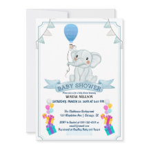Elefant Luftballon Baby Bash Einladung