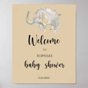 Elefant Luftballon Willkommen Babyparty Poster