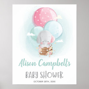 Elefant Luftballons Geschlechtsneutrales Babyshowe Poster