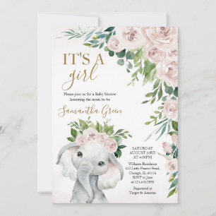 Elefant Mädchen Baby Shower Einladung