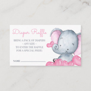 Elefant Mädchen Baby Shower Windel-Raffle Begleitkarte