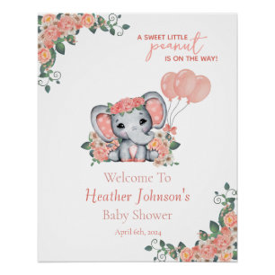 Elefant Mädchen Babyparty Poster