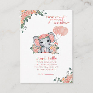 Elefant Mädchen Babyparty, Windel Tombola Begleitkarte