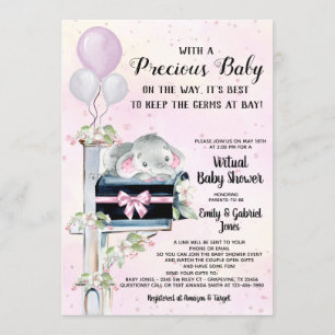 Elefant Mädchen Covid Babyparty per Post Einladung