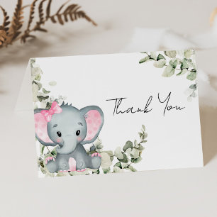 Elefant Mädchen Rosa Baby Shower Dankeskarten Dankeskarte