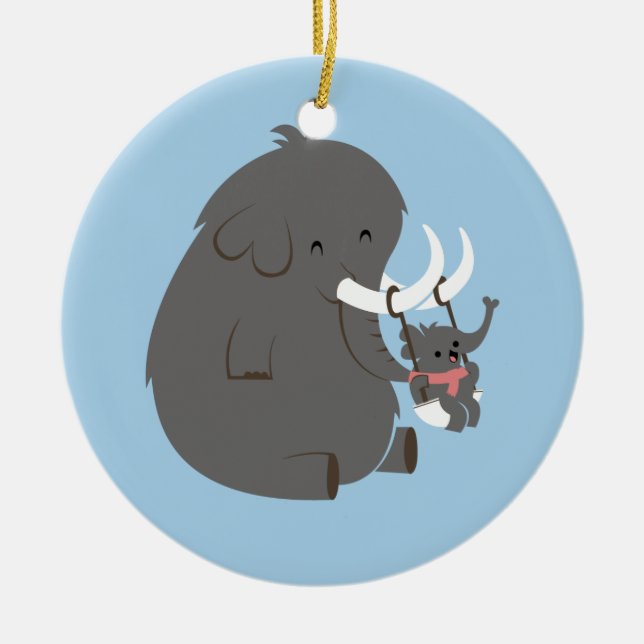 Elefant-Mama und Baby Keramik Ornament (Vorne)