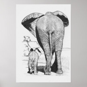 Elefant Mama und Baby Poster
