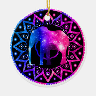 Elefant-Mandala Keramikornament