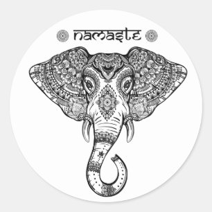 Elefant-Mandalaaufkleber Runder Aufkleber