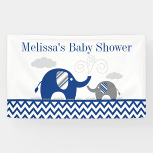 Elefant-Marine-blaues Grau-Babyparty Banner
