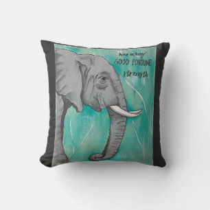 Elefant mit aquamarinem Hintergrund Kissen