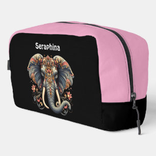 Elefant mit aufwändigen Blumendesigns Waschbeutel