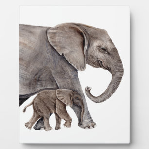 Elefant mit Baby Elephant Fotoplatte