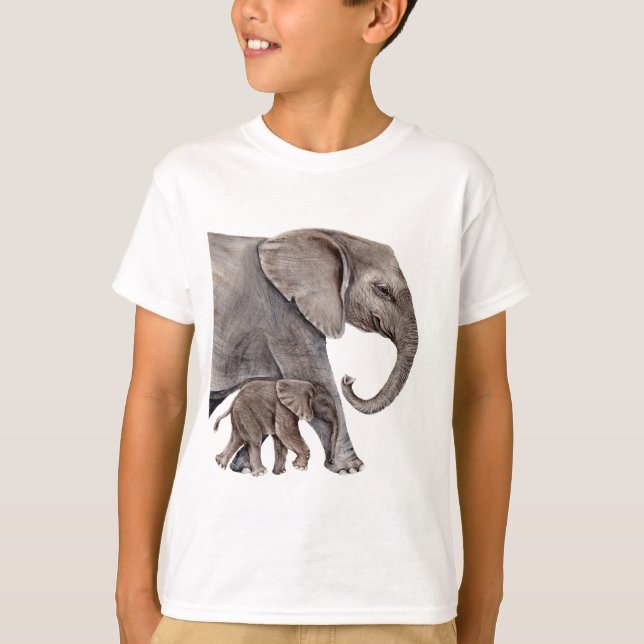 Elefant mit Baby Elephant T-Shirt (Vorderseite)