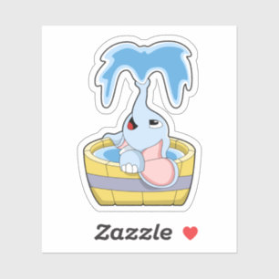 Elefant mit Badewanne voller Wasser Aufkleber