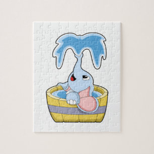 Elefant mit Badewanne voller Wasser Puzzle