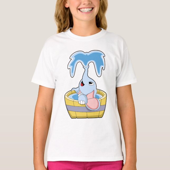 Elefant mit Badewanne voller Wasser T-Shirt (Vorderseite)