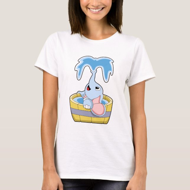 Elefant mit Badewanne voller Wasser T-Shirt (Vorderseite)