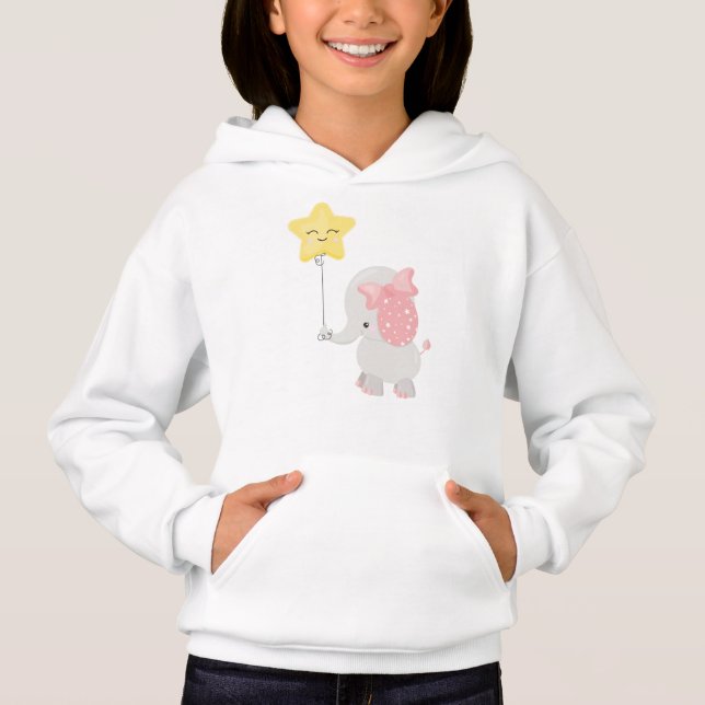 Elefant mit Ballon, Krone, Niedlicher Elefant, Sta Hoodie (Vorderseite)