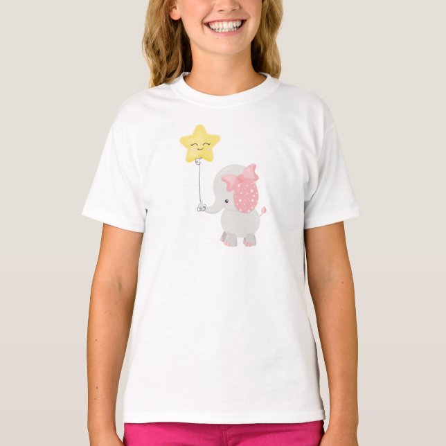 Elefant mit Ballon, Krone, Niedlicher Elefant, Sta T-Shirt (Vorderseite)
