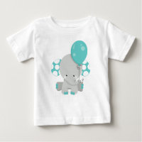 Elefant mit Ballon, Niedlicher Elefant - Blau grau