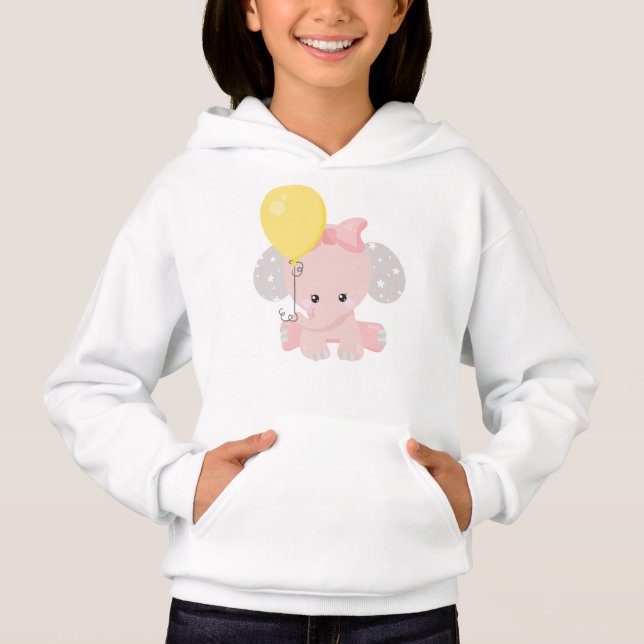 Elefant mit Ballon, Niedlicher Elefant, Krone, Ste Hoodie (Vorderseite)