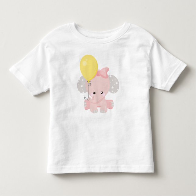 Elefant mit Ballon, Niedlicher Elefant, Krone, Ste Kleinkind T-shirt (Vorderseite)