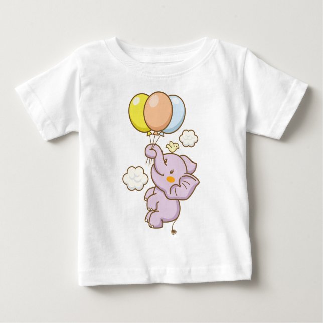 Elefant mit Ballonbaby Baby T-shirt (Vorderseite)