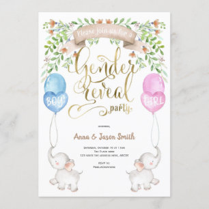 Elefant mit Ballonen, Gender Reveal Party Einladung