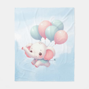 Elefant mit Ballons Fleecedecke