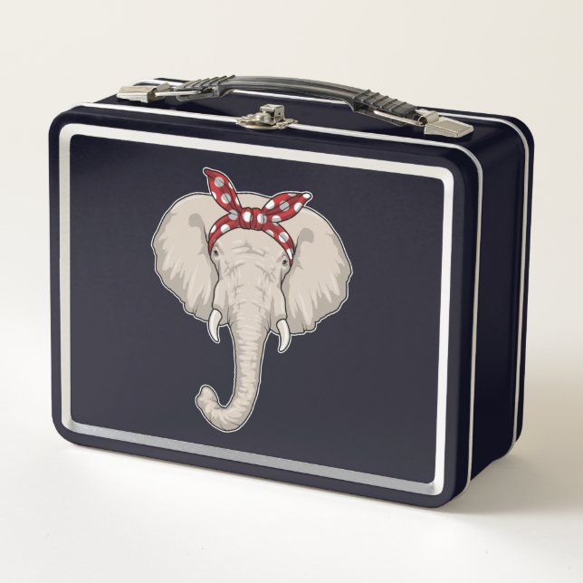 Elefant mit Bandana Metall Brotdose (Vorderseite)