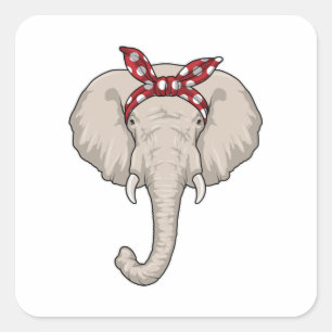 Elefant mit Bandana Quadratischer Aufkleber
