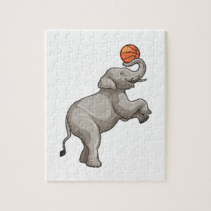 Elefant mit Basketball Puzzle
