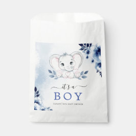 Elefant mit blauen Anemonen Es ist eine Baby-Dusch Geschenktütchen