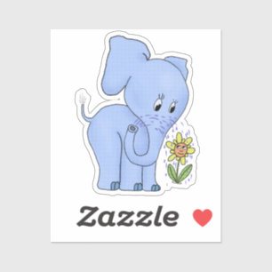 Elefant mit Blume  Aufkleber